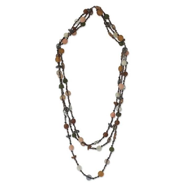 Alternate image for Modern Recycled Glass Beaded Necklace Lady of Lagos