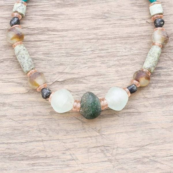 Alternate image for Recycled Glass Beaded Necklace Crafted in Ghana Good Earth
