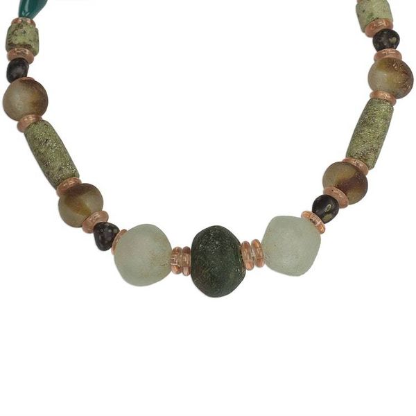 Alternate image for Recycled Glass Beaded Necklace Crafted in Ghana Good Earth