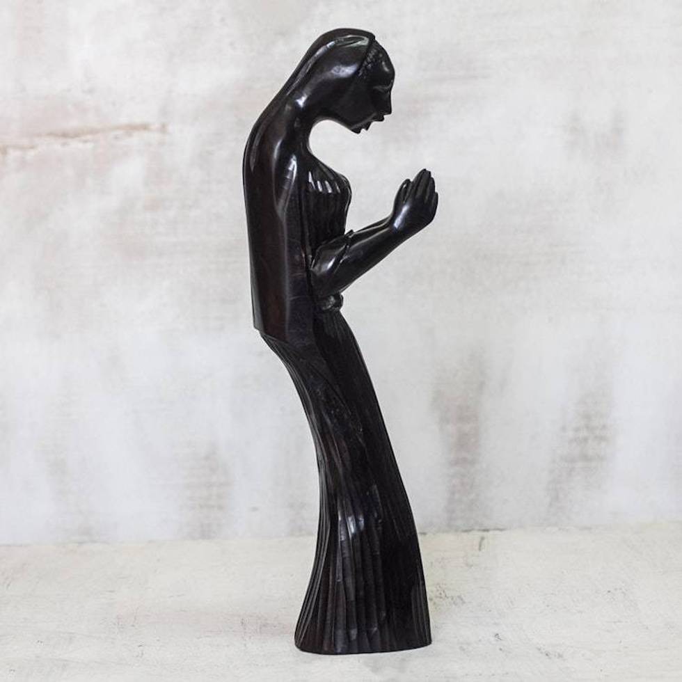 Hand-Carved Wood Sculpture of a Woman from Ghana 'Servant'