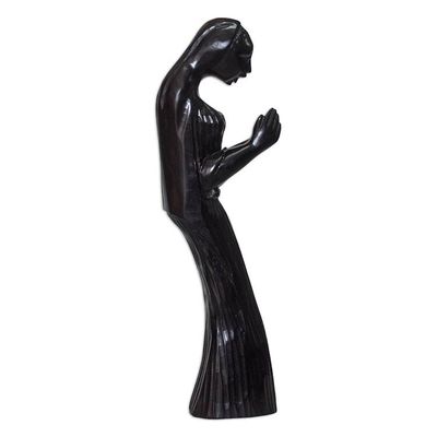 Alternate image for Hand-Carved Wood Sculpture of a Woman from Ghana Servant