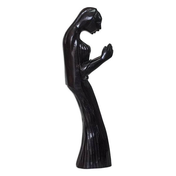 Alternate image for Hand-Carved Wood Sculpture of a Woman from Ghana Servant