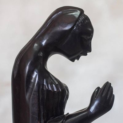 Alternate image for Hand-Carved Wood Sculpture of a Woman from Ghana Servant