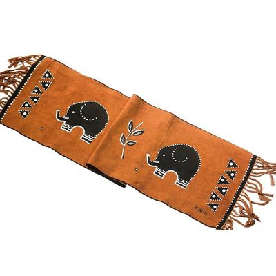 Alternate image for Elephant Motif Cotton Table Runner from Ghana Elephant Procession