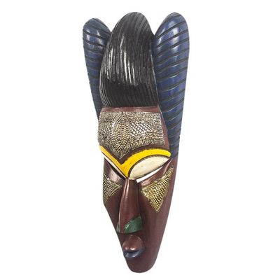 Alternate image for Sese Wood and Aluminum Plated African Mask Agbeko