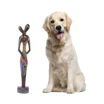 Alternate image for Modern African Beaded Wood Sculpture of a Couple in Love Young Lovers