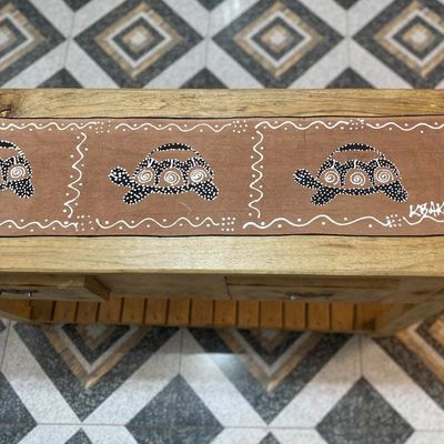 Alternate image for Tortoise-Themed Cotton Table Runner from Ghana Tortoise March