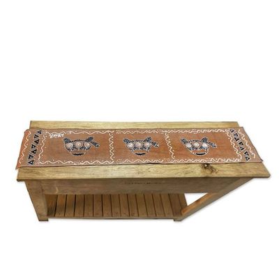 Alternate image for Tortoise-Themed Cotton Table Runner from Ghana Tortoise March