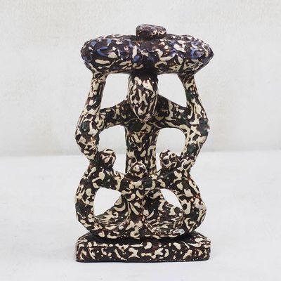Alternate image for Abstract Sese Wood Sculpture Crafted in Ghana Abstract Unity