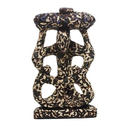 Alternate image for Abstract Sese Wood Sculpture Crafted in Ghana Abstract Unity