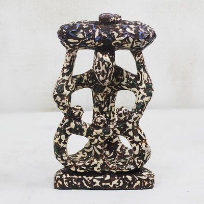 Alternate image for Abstract Sese Wood Sculpture Crafted in Ghana Abstract Unity