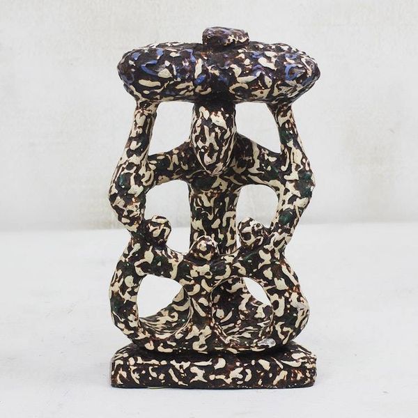 Alternate image for Abstract Sese Wood Sculpture Crafted in Ghana Abstract Unity