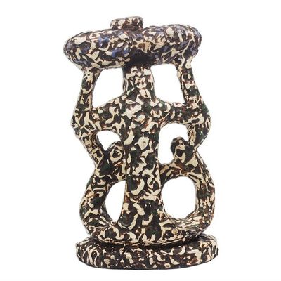Alternate image for Abstract Sese Wood Sculpture Crafted in Ghana Abstract Unity