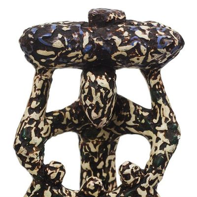 Alternate image for Abstract Sese Wood Sculpture Crafted in Ghana Abstract Unity