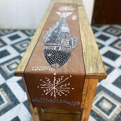 Alternate image for Unique Fish-Themed Cotton Table Runner from Ghana Big Fish