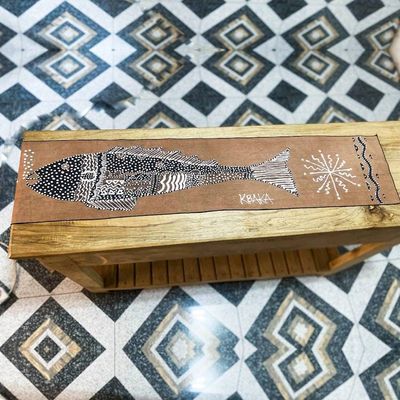 Alternate image for Unique Fish-Themed Cotton Table Runner from Ghana Big Fish