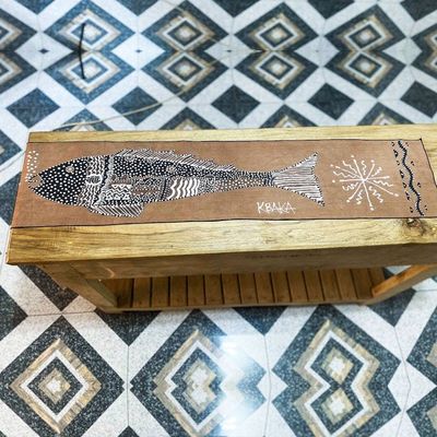 Alternate image for Unique Fish-Themed Cotton Table Runner from Ghana Big Fish