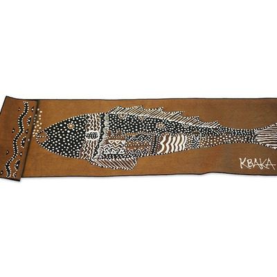 Alternate image for Unique Fish-Themed Cotton Table Runner from Ghana Big Fish