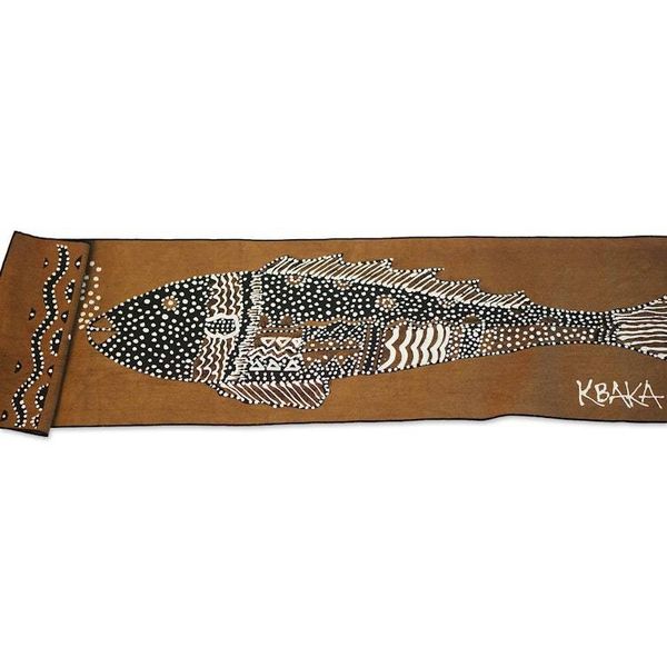 Alternate image for Unique Fish-Themed Cotton Table Runner from Ghana Big Fish