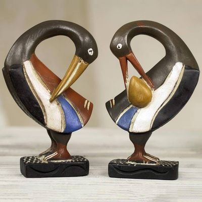 Alternate image for Ghanaian Sankofa Bird Wood Sculptures Pair Ghanaian Sankofa Birds
