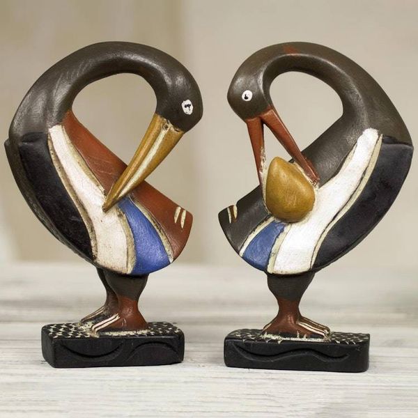 Alternate image for Ghanaian Sankofa Bird Wood Sculptures Pair Ghanaian Sankofa Birds