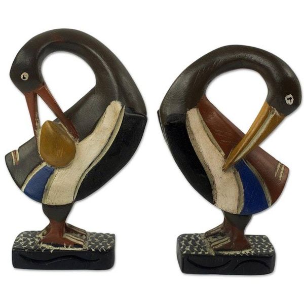 Alternate image for Ghanaian Sankofa Bird Wood Sculptures Pair Ghanaian Sankofa Birds