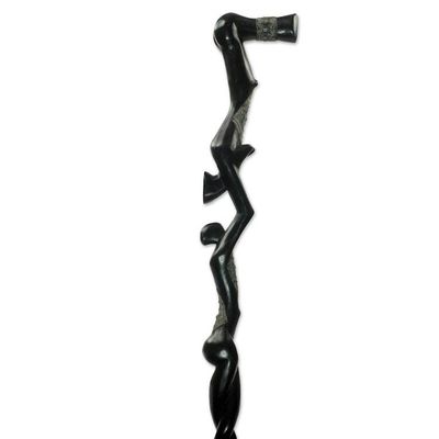 Alternate image for Acrobats Decorative Africa Walking Stick Carved by Hand Aketesia
