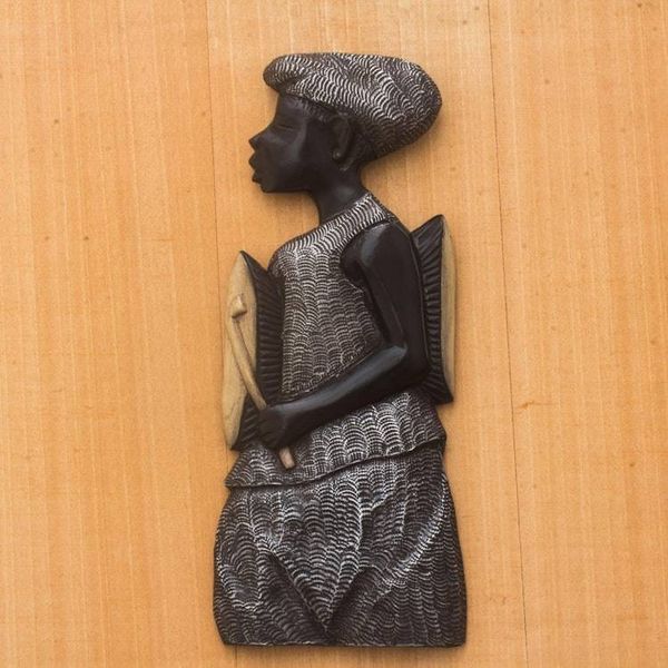 Alternate image for Music-Themed Aluminum Accented Wood Wall Sculpture The Drummer