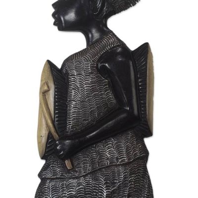 Alternate image for Music-Themed Aluminum Accented Wood Wall Sculpture The Drummer
