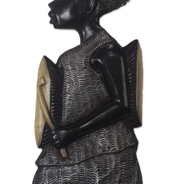 Alternate image for Music-Themed Aluminum Accented Wood Wall Sculpture The Drummer