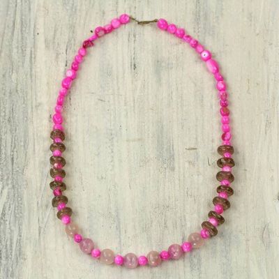 Primary image for Hand Strung Agate and Recycled Glass Bead Necklace Summer Sweet
