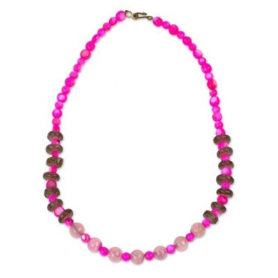 Alternate image for Hand Strung Agate and Recycled Glass Bead Necklace Summer Sweet