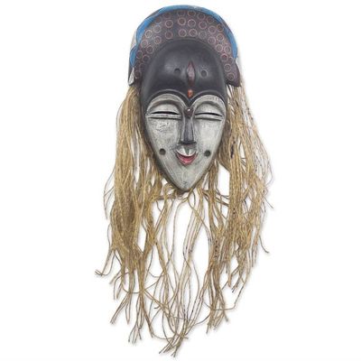Main image for Hand Carved African Sese Wood and Raffia Mask Teke