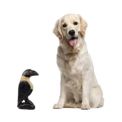 Alternate image for Rustic Hand Carved Black and White Wood Crow Sculpture Crow