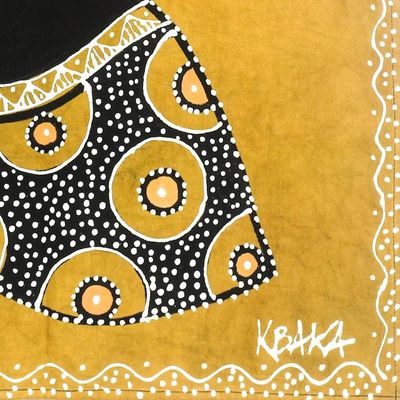 Alternate image for Hand-Painted Cotton Wall Hanging of an African Woman Obaa Pa