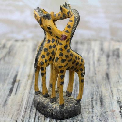Primary image for Romantic Sese Wood Giraffe Sculpture from Ghana Giraffe Romance