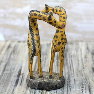 Alternate image for Romantic Sese Wood Giraffe Sculpture from Ghana Giraffe Romance