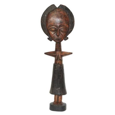Alternate image for Traditional Sese Wood Fertility Doll Handcrafted in Ghana Akuaba Blessing