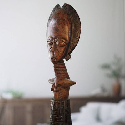 Alternate image for Traditional Sese Wood Fertility Doll Handcrafted in Ghana Akuaba Blessing