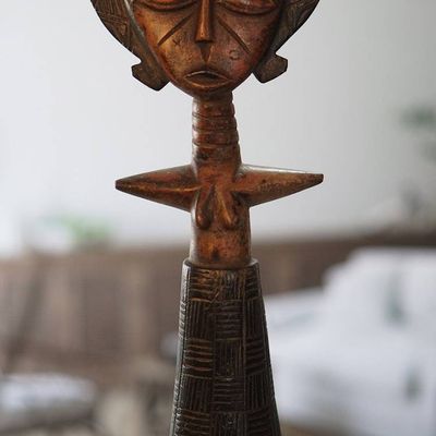 Alternate image for Traditional Sese Wood Fertility Doll Handcrafted in Ghana Akuaba Blessing