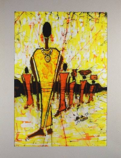 Main image for African Batik Painting on Calico of Queen and Her Retinue The Retinue