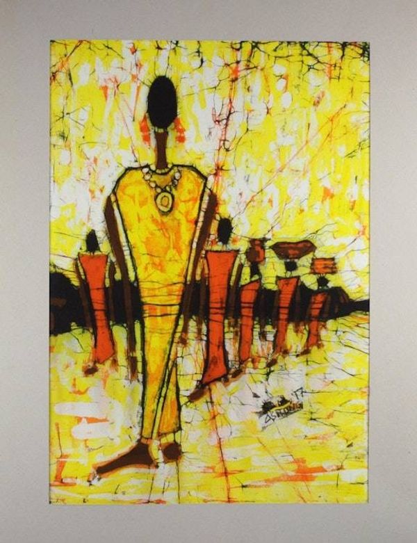 Alternate image for African Batik Painting on Calico of Queen and Her Retinue The Retinue
