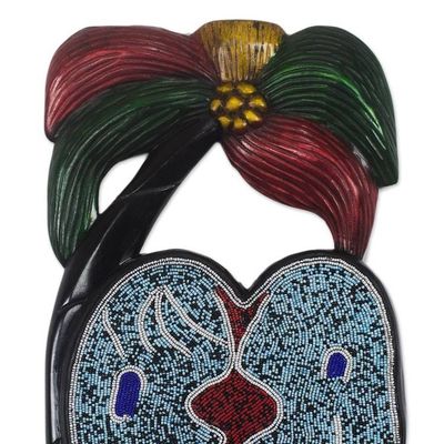 Alternate image for Romantic Beaded Wood Wall Sculpture from Ghana Love Birds