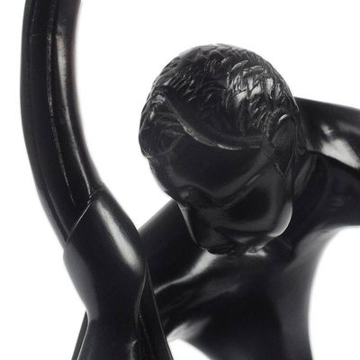 Alternate image for Hand-Carved Wood Sculpture of a Guitar Player from Ghana Guitar Player