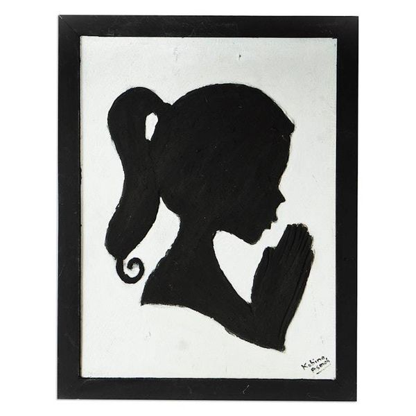Alternate image for Textured Wood Wall Art of Girl Praying Made with Mixed Media One Love