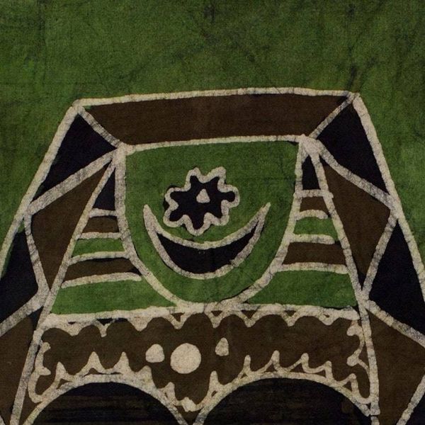 Alternate image for Green African Batik Cotton Wall Hanging from Ghana African Moon and Star