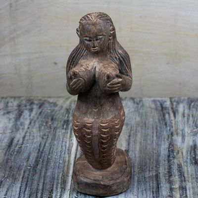 Primary image for Hand-Carved Sensuous Ocean Mermaid Wood Sculpture Sensuous Mermaid