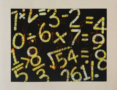 Primary image for Batik on Cotton Numbers and Symbols Modern Painting with Mat Tax Collectors