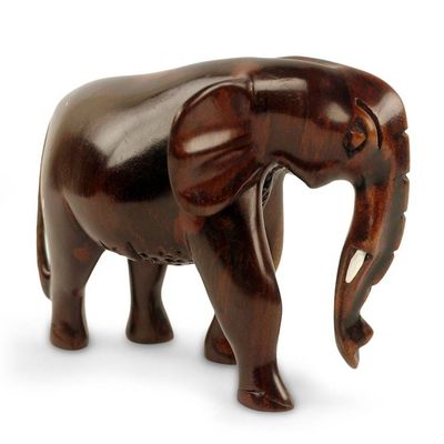 Alternate image for Elephant Sculpture Hand Carved from Ebony Wood African Bush Elephant