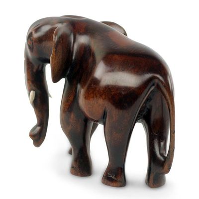 Alternate image for Elephant Sculpture Hand Carved from Ebony Wood African Bush Elephant